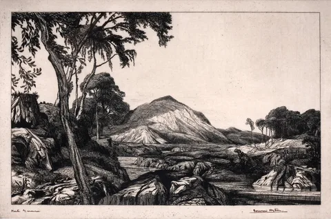 Monte Genaro by Edward Bouverie Hoyton, etching, sold Oct 2025
