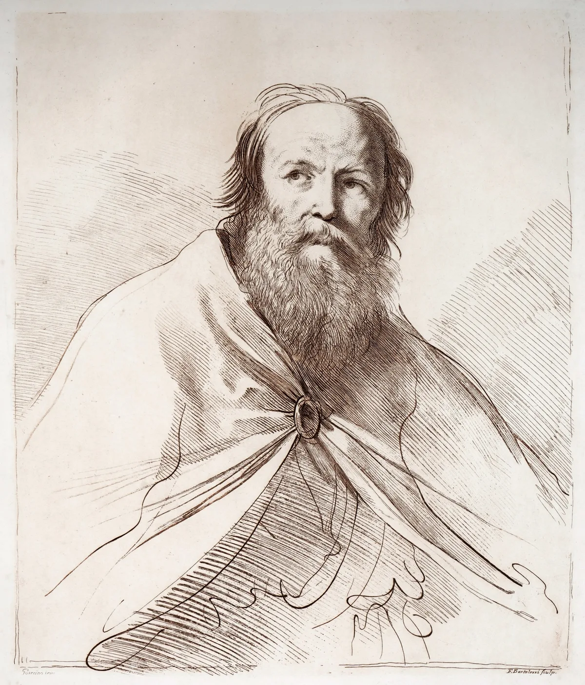 Francesco Bartolozzi after Guercino, Retrado de Apóstolo, engraving