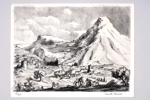 Jean-Eugène Bersier, View of the Alps, pencil signed