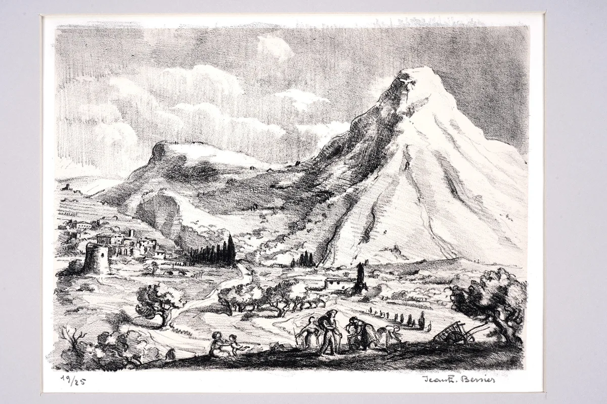 Jean-Eugène Bersier, View of the Alps, pencil signed