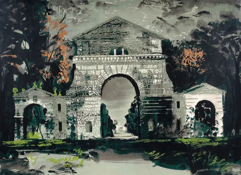 John Egerton Christmas Piper, Holkham Gate, limited edition screenprint, numbered 47/70