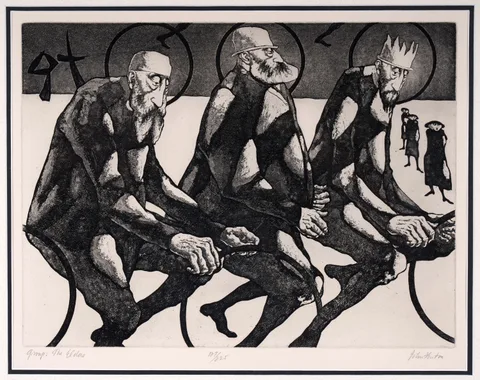 John Nathaniel Fenton, Group: The Elders, aquatint etching, limited edition 127/225