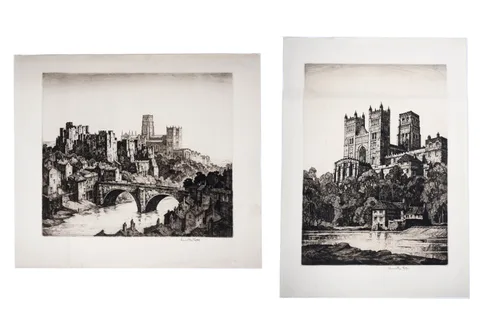 Kenneth Steel, Two views of Durham, pencil signed to the margin