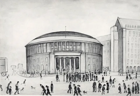 L. S. Lowry, The Reference Library, lithograph