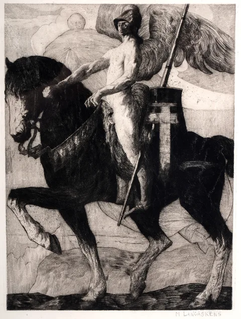 Maurice Langaskens, Le Vainqueur, pencil signed