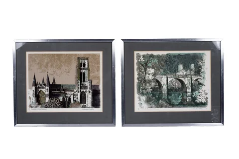 Norman Wade, Two Durham views, limited edition lithograph 216/300