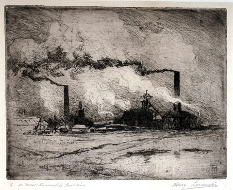 Percy Lancaster, A West Lancashire Coal Mine, pencil signed and titled to the margin
