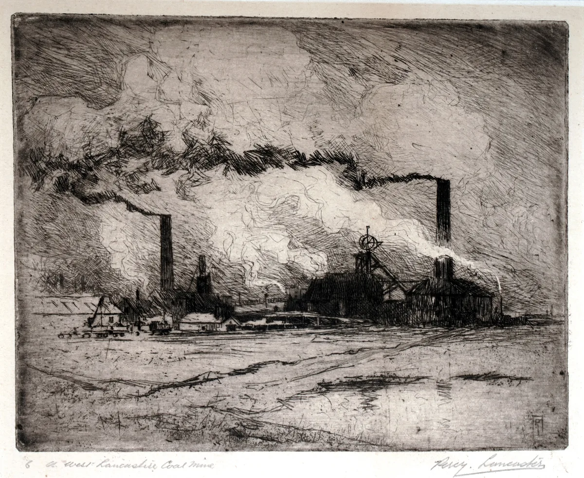 Percy Lancaster, A West Lancashire Coal Mine, pencil signed and titled to the margin