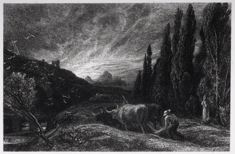Samuel Palmer, The Early Ploughman, etching, from Hamerton's Etching and Etchers, 4th State