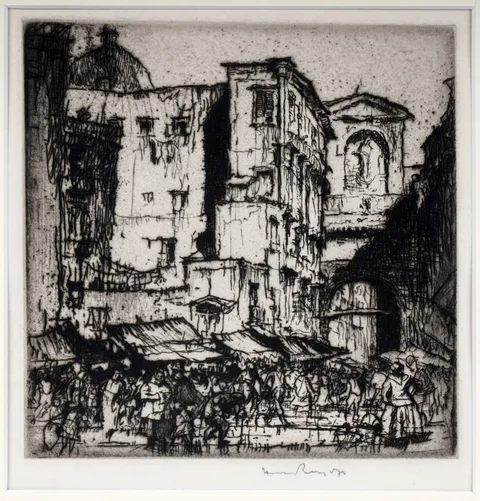 La Porta Capua by Frank Brangwyn, etching, sold Oct 2025