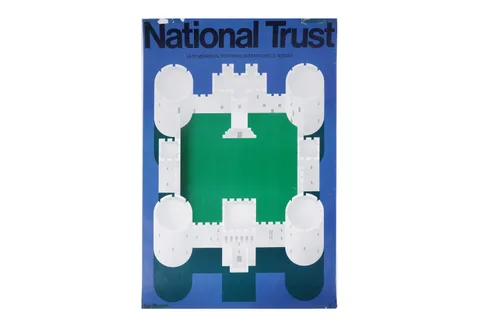 David Gentleman, National Trust, late Mediaeval Fortress, Bodiam Castle, Sussex, lithograph poster, printed by 'The Curwen Press'