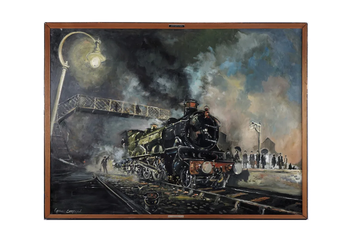 Cavan Corrigan, Train at Bridgnorth Station, oil on board