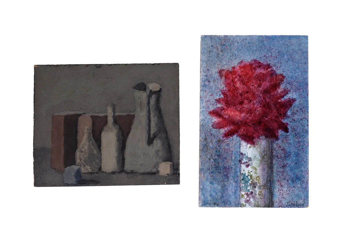 John Milner, Two still life studies, oil on board