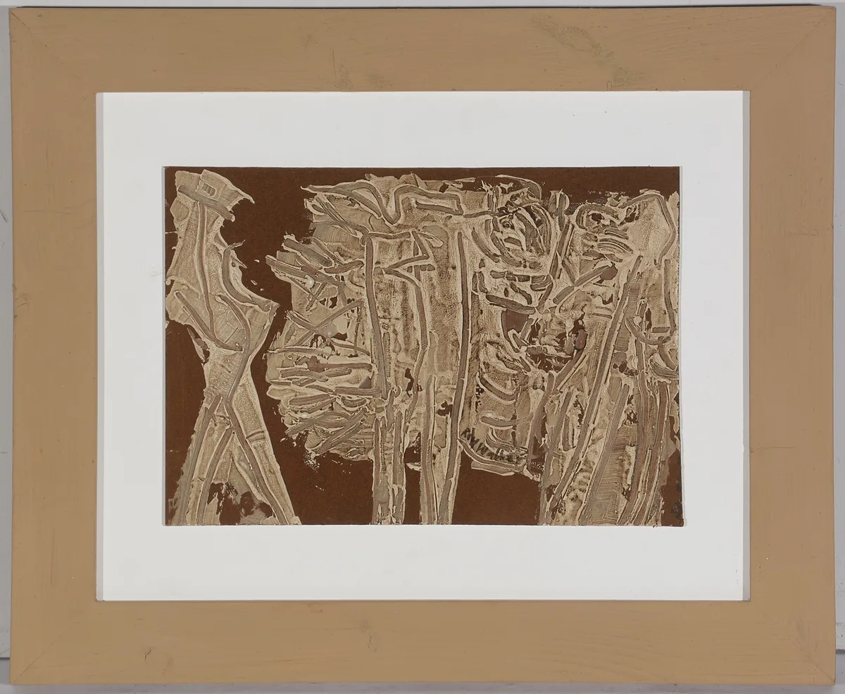 Roy Walker, oil painting "Theseus, oil and sgraffito on board