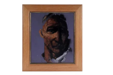 John Boyd, Self Portrait, side eye, oil on board