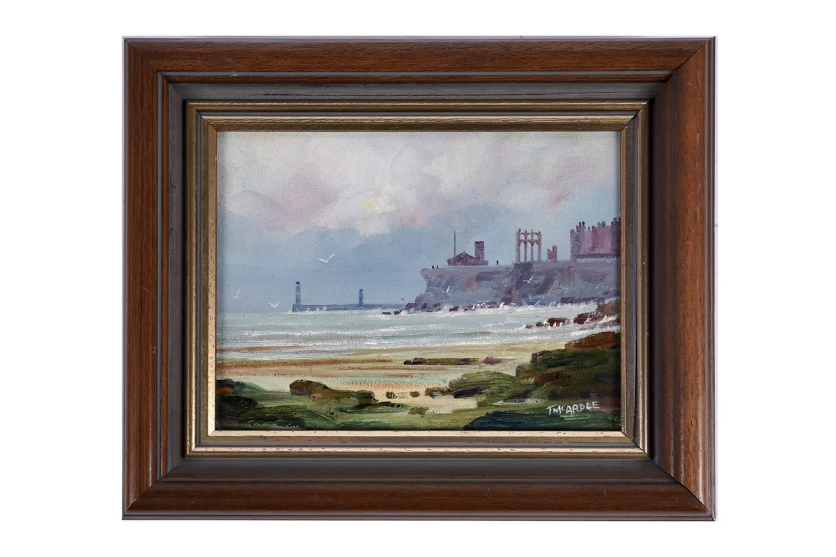 Terence McArdle, Looking towards Tynemouth Priory, oil on board