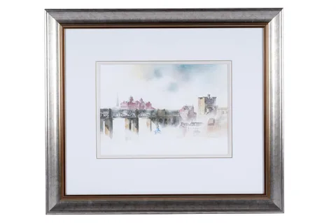 Alan Reed, High Level Bridge, looking towards Newcastle upon Tyne, watercolour