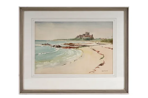 Alan Reid Cook, Bamburgh Castle, watercolour