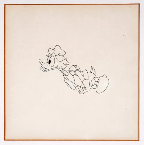 Disney Animation Drawing, Donald Duck, looking left, graphite on animation sheet