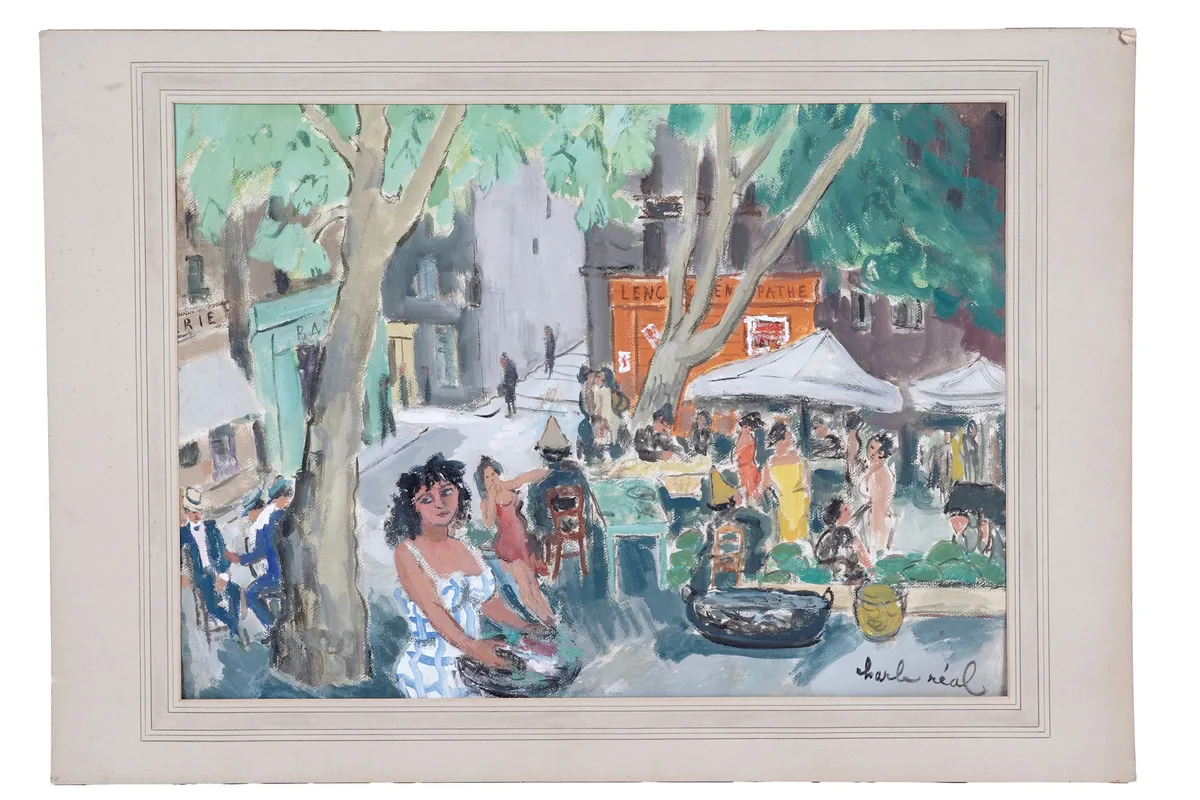 Charles Réal, Scene du Midi de la France, gouache