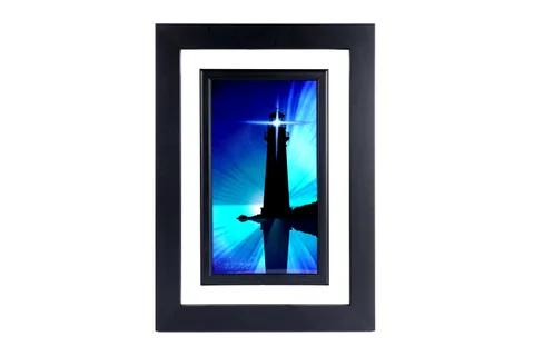 Chris DeRubeis, The Lighthouse, mixed media on brushed aluminium
