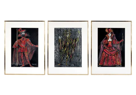 Emanuele Luzzati, Theseus, Oberon & Hippolita, pastel and gouache