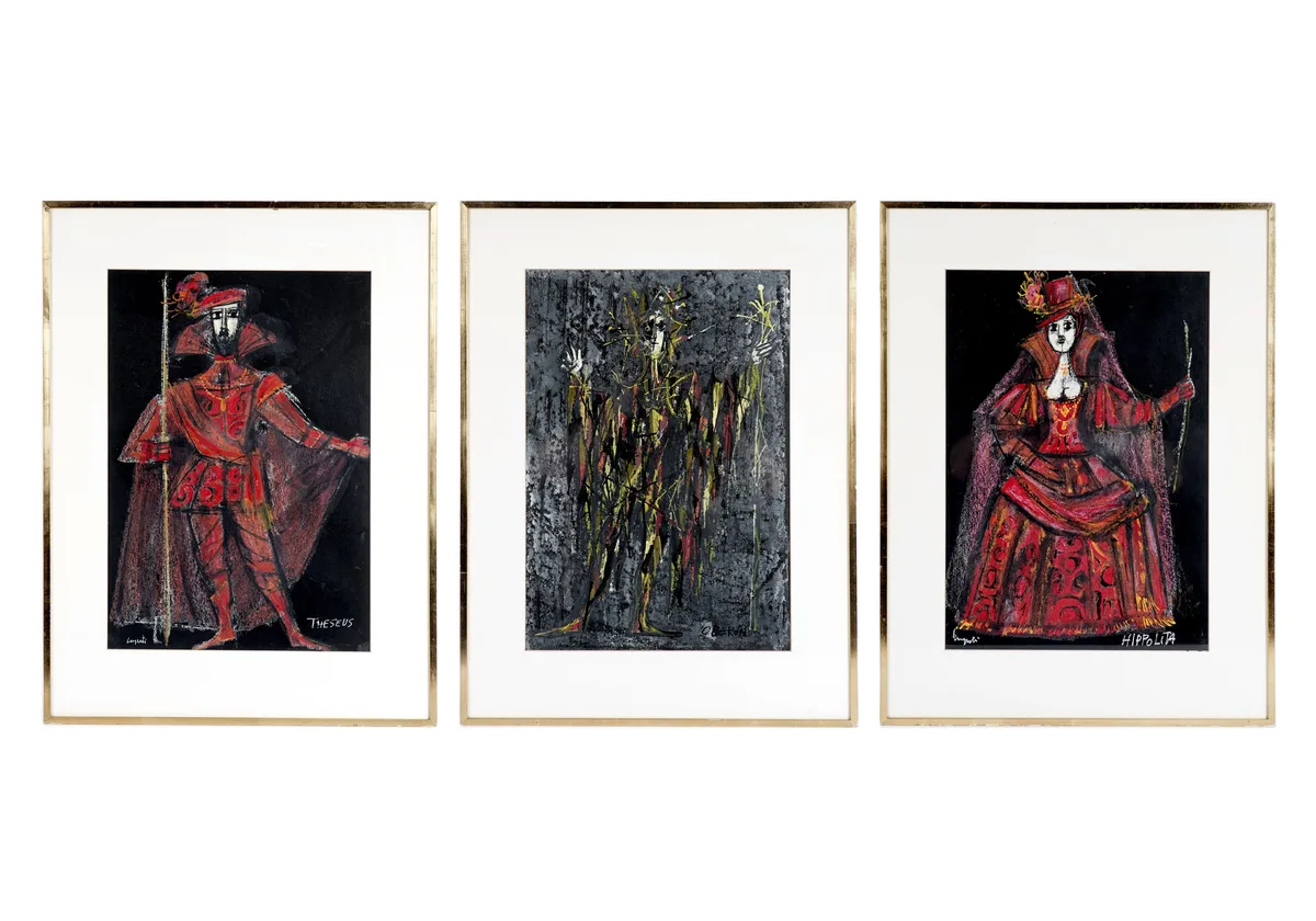 Emanuele Luzzati, Theseus, Oberon & Hippolita, pastel and gouache