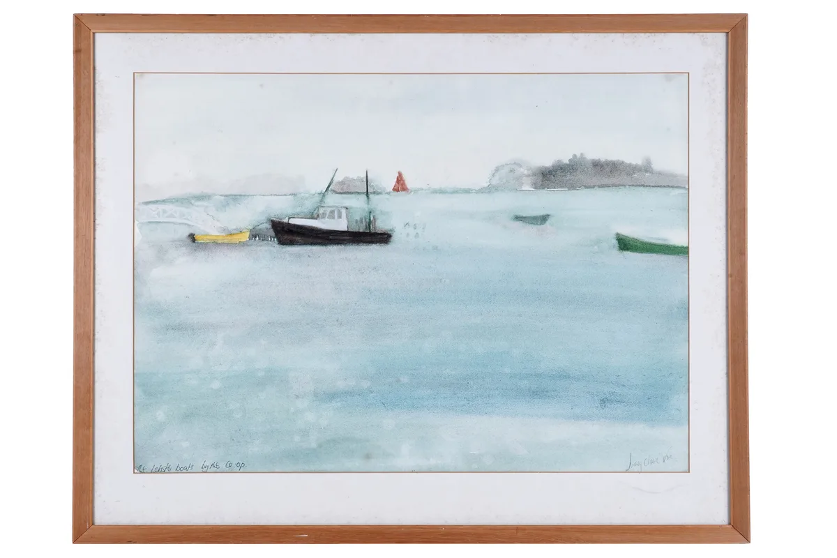 J.C. Voe, The Lobster Boats by the Co-op, watercolour