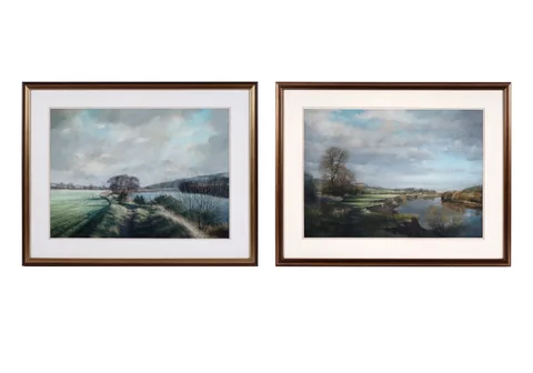 Robert Turnbull, A pair of British river views, pastel
