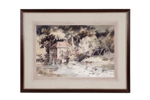 Ronald Lambert Moore, The Millhouse, Durham, watercolour