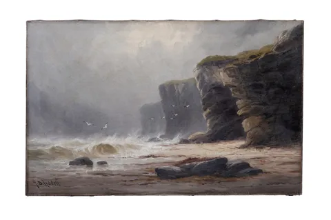 John Davison Liddell, On Durham Coast, oil on canvas