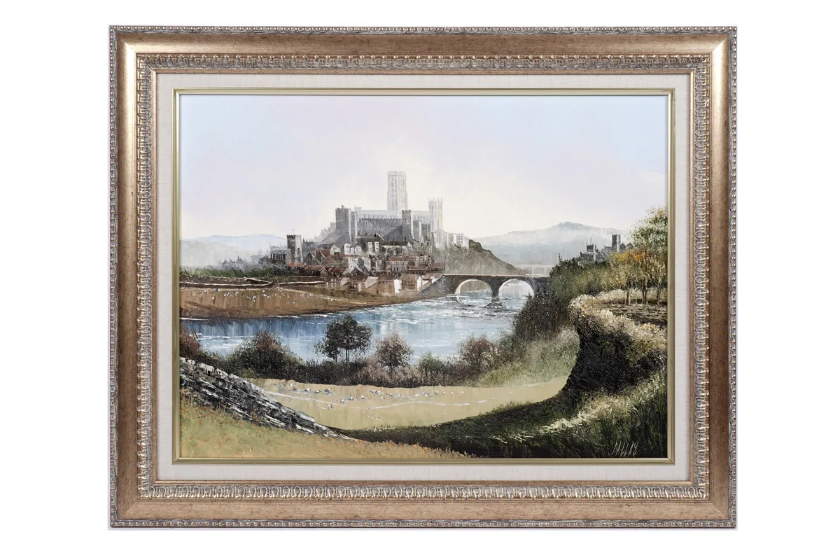 View of Durham over the Wear by Dallas K. Taylor, oil on board, sold Aug 2025