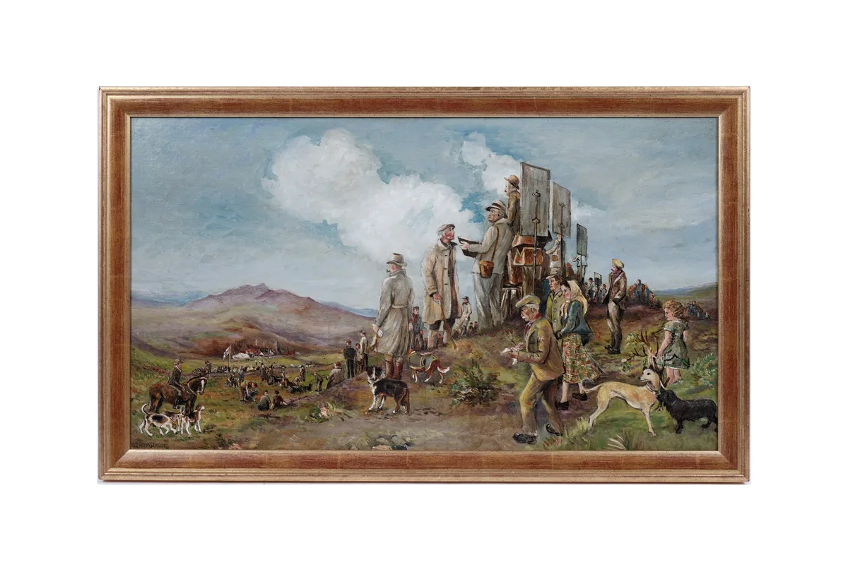 W.S. Armstrong, Sheepdog trials in the Lake District, oil on canvas