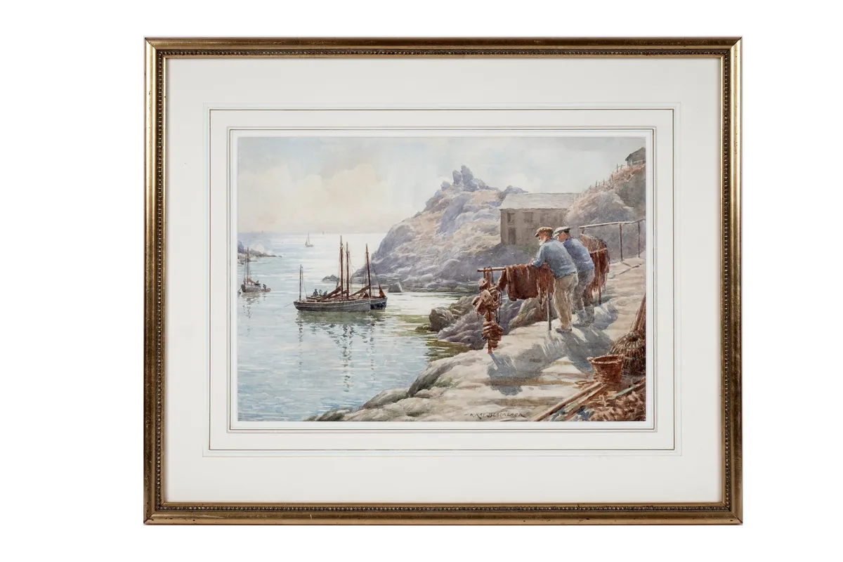 William Kay Blacklock, The Harbour Mouth, Polperro, Cornwall, watercolour