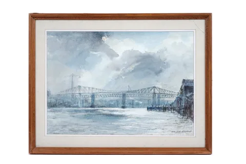 Albert Henry Herbert, New Metro Bridge over the Tyne, watercolour