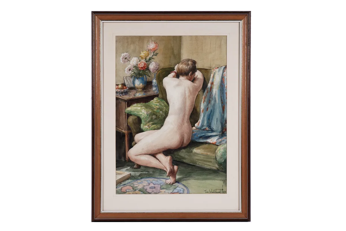 Tom Whitehead, Nude male study, watercolour
