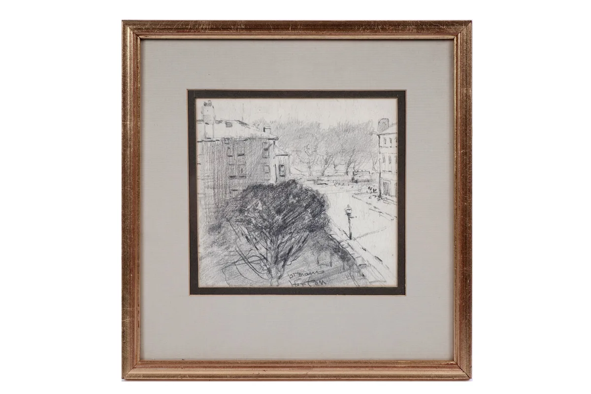 George Edward Horton, Dr. Mains House in Finsbury Park, London, pencil drawing