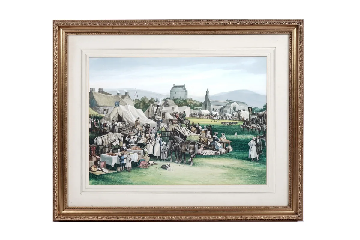 Ronald Embleton, Elsdon fair, Northumberland, watercolour and gouache