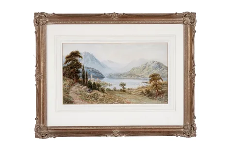 John Wilson Hepple, View of Lake Como, likely Bellagio, watercolour