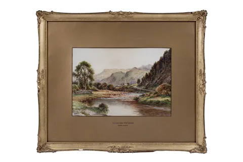 Harry Sticks, Falcon Crag from Grange, watercolour