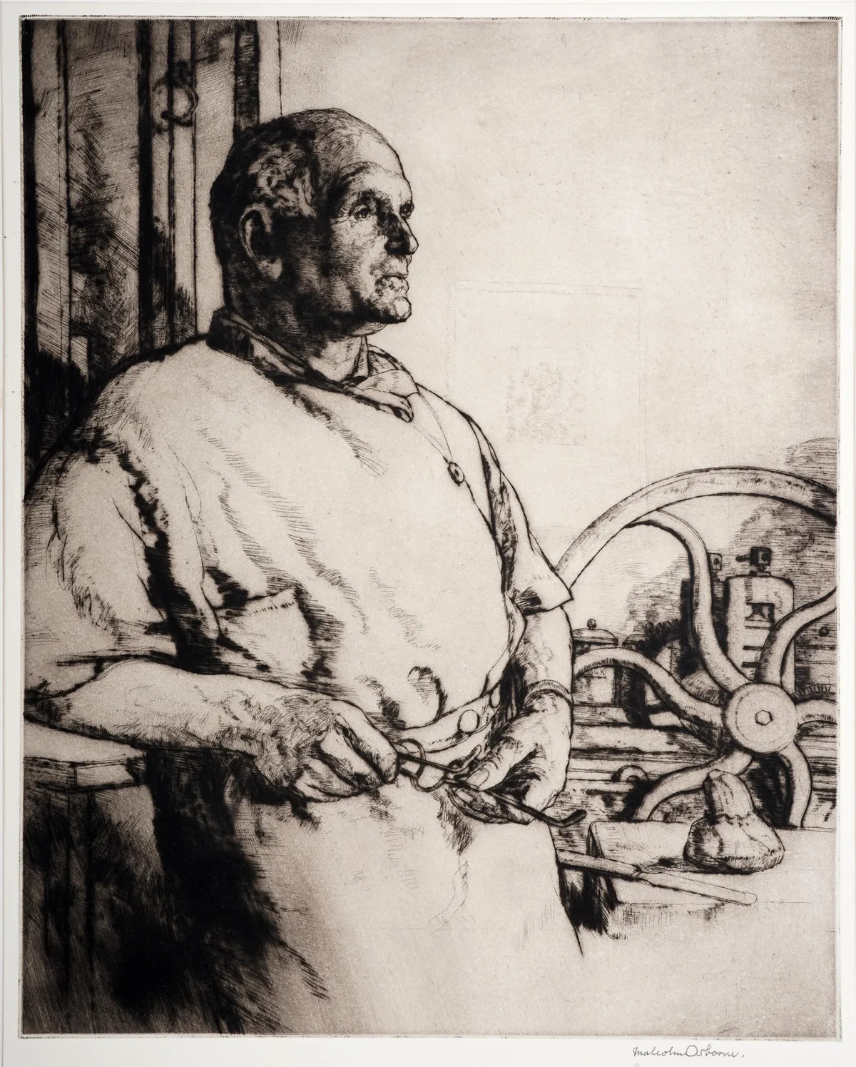 Malcolm Osborne, Portrait of W.P. Robins, pencil signed