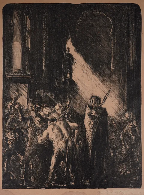Frank Brangwyn, Christ Mocked, pencil signed