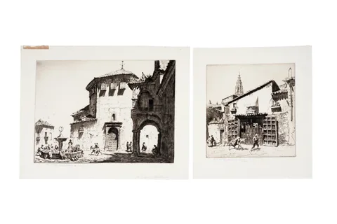 Antequera and Toledo by Lionel Lindsay, pencil signed, titled and dated 1934, sold Jun 2025