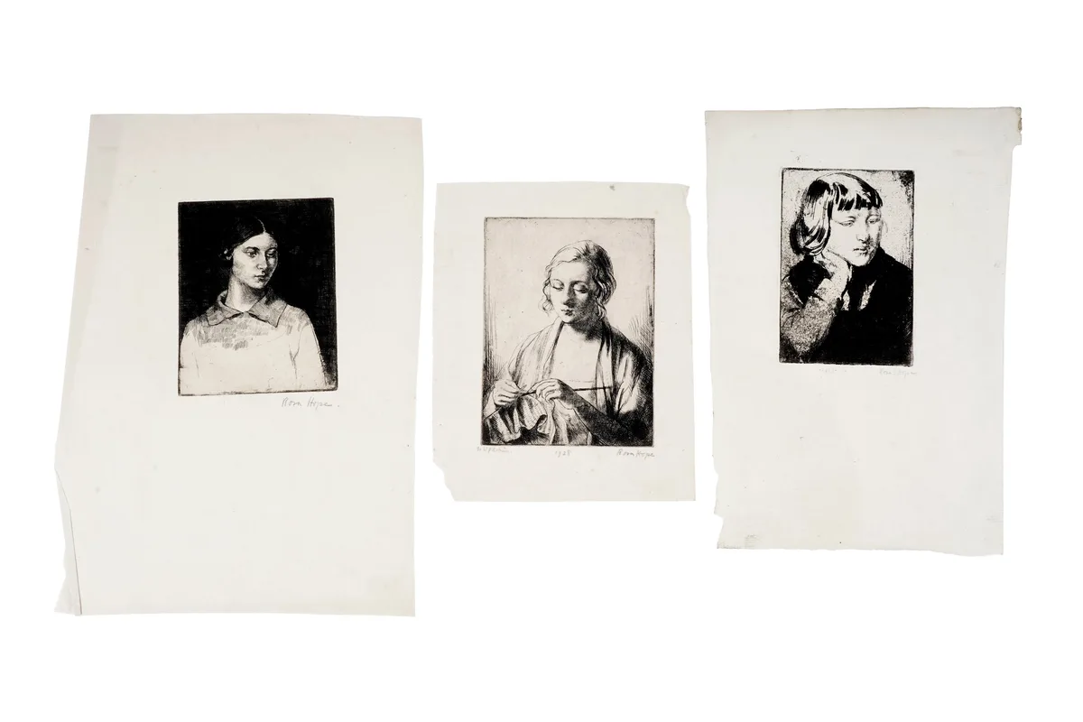 Rosa Hope, Three female studies, pencil signed