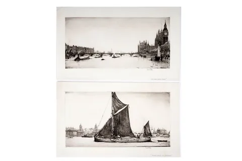 Charles William Cain, Two London Views, pencil signed and titled