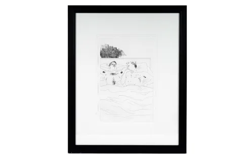 David Hockney, In The Dull Village, etching