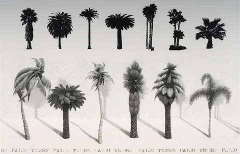 Terry Wilson, Palm Trees 2nd Version in Gray, pencil signed and dated 1978