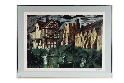 John Edgerton Christmas Piper, Stokesay Castle, pencil signed, and numbered 32/70
