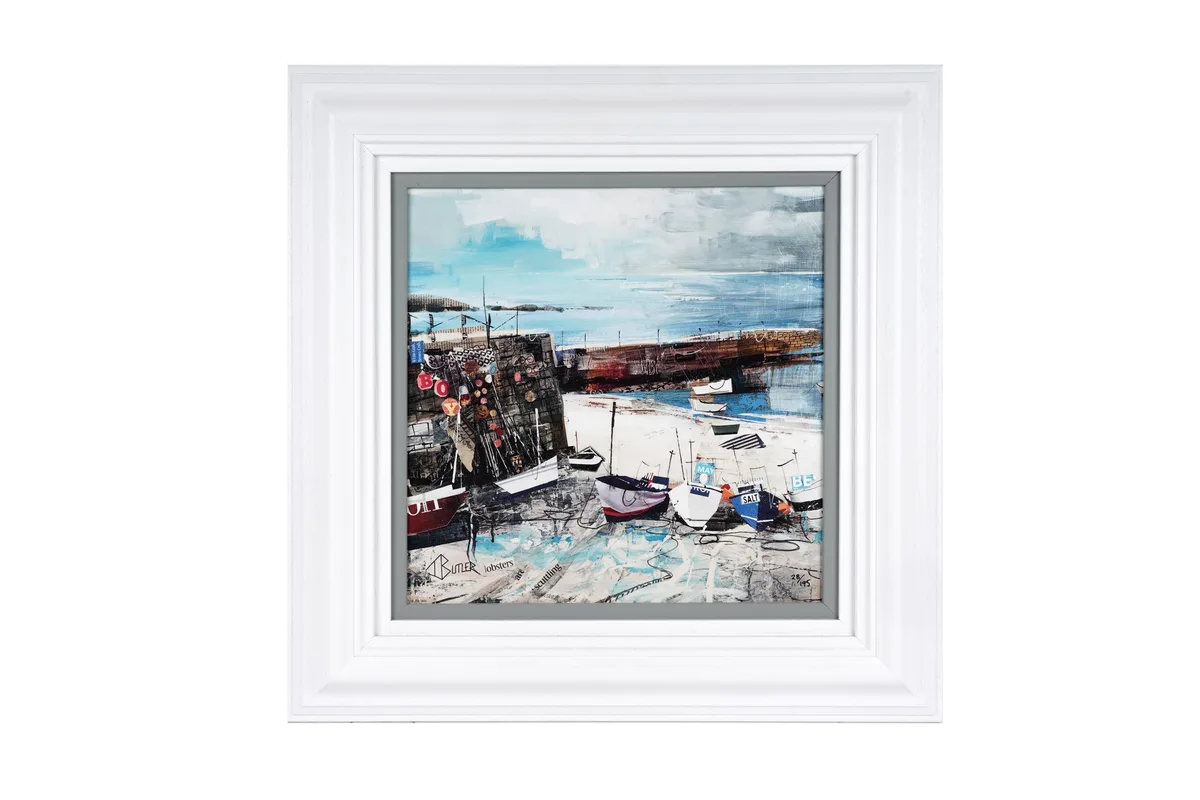 Tom Butler, Sennen Cove Boats, hand-embellished limited edition print 28/195