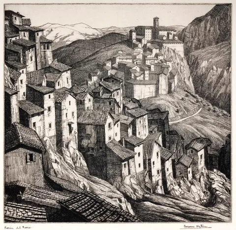 Rocca del Passo by Edward Bouverie Hoyton, etching, sold Jun 2025